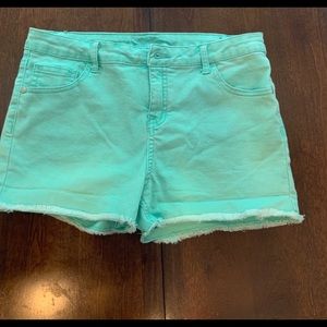Mint Green Denim Shorts
